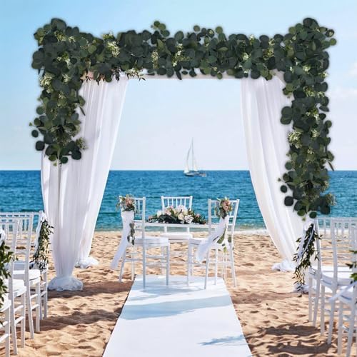 Eucalyptus Garland, 8Pcs 6FT Green Flower Garland Decor, Spring Summer Artificial Faux Eucalyptus Leaves Greenery Vines for Table Runner Wedding Arches Mantle Centerpieces Backdrop Decorations - Image 5