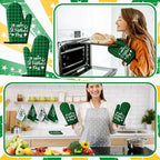VitalCozy 10 Pcs St. Patrick's Day Kitchen Decor Set Shamrock Kitchen Towel and Rugs Oven Mitts Pot Holders for Home Cooking Baking Decorations - Image 4