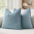 MIULEE Pack of 2 Dusty Blue Euro Shams Chenille Pillow Covers 24x24 Inch by MIULEE