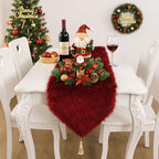 Christmas Table Runner with Tassels, Wine Red Fluffy Faux Fur Xmas Dresser Table Runners for Home Dinning Table Decor ,11.8x70.7 inch - Image 5