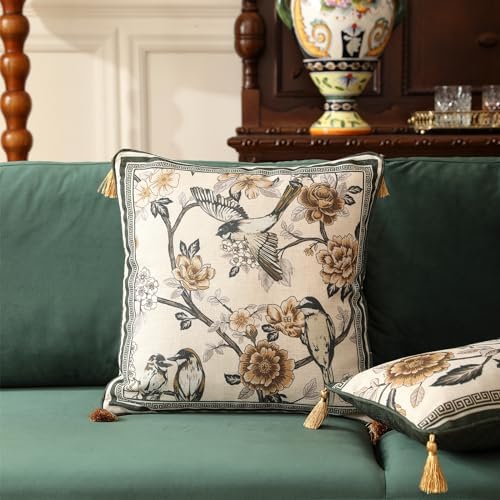 ISAENNE Vintage Linen Square Throw Pillow Cover,Set of 2,18"x18"-Murad A - Image 2