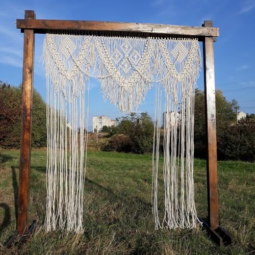 Boho Wedding Arch Boho Chic Macrame Curtain & Macrame Arch Bohemian Macrame Wedding Backdrop Decor Home Geometric Fiber Art Decor 70.8''W*86.6''L by Unknown