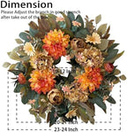 WANNA-CUL 24in Fall Front Door Wreath Dahlia Hydrangea Peony Table Decor - Image 4