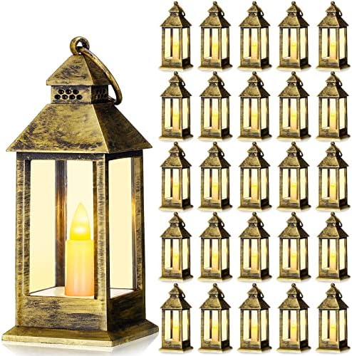 Hoolerry 24set Mini Lantern with LED Candle Halloween Wedding Decor, Bronze by Hoolerry
