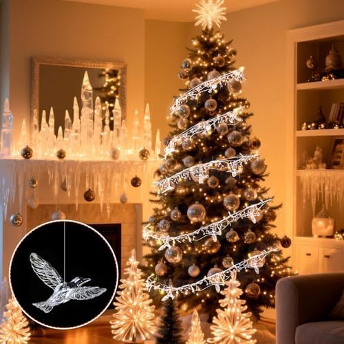 Retisee Crystal Christmas Tree Decor Acrylic Garland, Clear, Hummingbird - Image 5