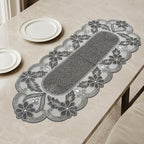 Handmade Beaded Table Runner 13 x 36 Inch, Grey Milky Floral Design, Decorative Dining Table Accent - Image 6