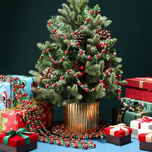 Geosar 12 Pcs Bead Garland for Christmas Tree 9 Feet Red and Green - Image 4
