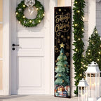 42 H Christmas Wooden Porch Decor Sign Merry Christmas Tree Welcome Porch Signs for Front Door Xmas Vertical Standing Signs for Xmas Garden Home Front Door Yard Decor by Chitidr