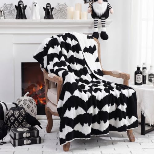 Buryeah Halloween Bat Throw Blanket 50 x 60 Inch Double Sided Knitted Blanket Reversible Couch Throw Soft Lightweight for Sofa Bed Spooky Home Decoration by Buryeah