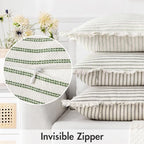 MIULEE Olive Green Striped Euro Decorative Throw Pillow Covers, 24x24 - Image 3