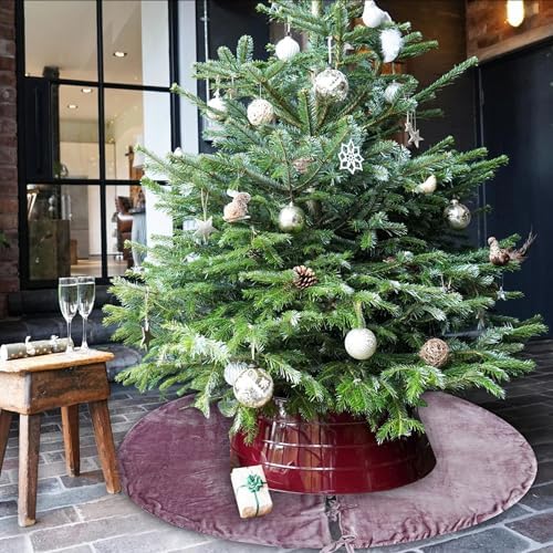 Sophia-Art Christmas Tree Skirt, Luxury Velvet Plush Skirt, Xmas Decoration Holiday Party Décor, Soft Velvet Home Décor Merry Christmas Party Christmas Tree Decorations (Taupe,48 Inch) - Image 3