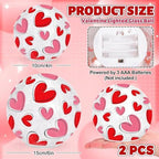 Whaline Valentine's Day Lighted Decorative Glass Ball Crackle Glass Globe Pink Red Love Heart Battery Operated Decoration for Party Home Table Mantel Fireplace, Set of 2 - Image 2