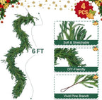 Hananona 4Pcs 6FT Christmas Garlands, Real Touch Norfolk Pine Garland - Image 3