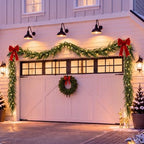 Unittype 15 ft Christmas Garage Door Decor Norfolk Pine Garland with Light - Image 2