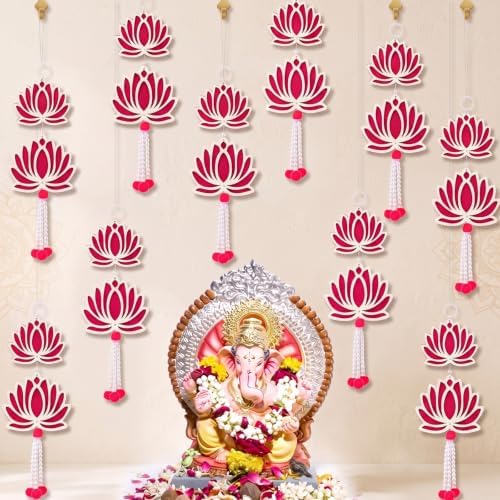 Novabright 10 Pcs Lotus Hanging Decorations for Diwali by Unknown