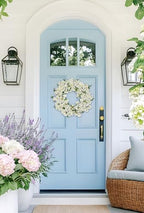 Spring Summer Wreaths for Front Door, 20 Inch Cherry Blossom Wreaths for Spring Summer Decor, White Wreaths for Front Door, Window, Home, Wall, Porch, Farmhouse Decor, Spring Artificial Flower Wreaths - Image 4