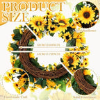 Tingjoo 2 Pcs Fall Sunflower Coir Doormat Autumn Wreath for Front Door - Image 4