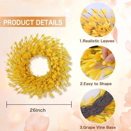 26 in Fall Wreath for Front Door, Autumn Thanksgiving Decor(Bright Yellow) - Image 2