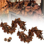 Brown Magnolia Leaf Garland, 6ft Realistic Magnolia Leaf Garland, Artificial Fall Magnolia Leaves Garlands, Waterproof Fall Decorations for Home, Fireplace, Porch (2Pcs) by LPFKYT