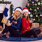 Foilswirl 60 Inch Navy Blue Velvet Quilted Christmas Tree Skirt - Image 5