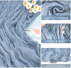12 Pack Dusty Blue Cheesecloth Table Runners 35x120 Inch, Semi Sheer Boho Gauze Cheese Cloth Fabric Table Runners for Wedding Party Baby Shower Home Decorations - Image 3