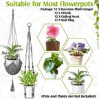 Hoteam 12 Pcs Macrame Plant Hangers Macrame Hanging Planters for Indoor Plants Handmade Boho Hanging Baskets Flower Pots Holder for Outdoor Home Wall Decor - Image 6