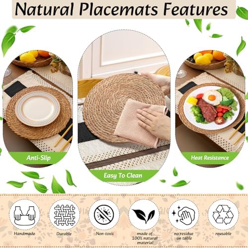 Boho Table Runner and Placemats Set, 6 Sets, Black A, 12x72 - Image 5