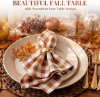 12 Pcs Fall Cloth Napkin 18x18 Brown Gingham Plaid Thanksgiving Napkin - Image 2