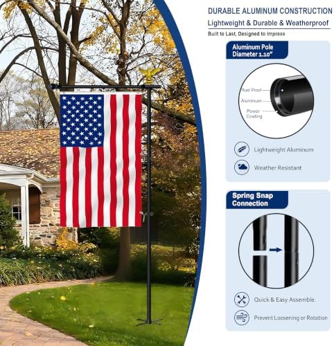 10FT Adjustable Garden Flag Pole Stand with Eagle Top for Outdoor - Image 5