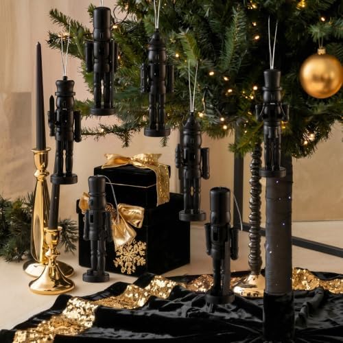 Amyhill 12 Pcs Black Christmas Nutcracker Ornaments, Wooden Vintage - Image 6