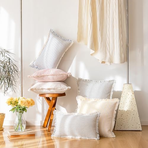 YEENAASY Throw Pillow Covers 18x18 Boho Striped Pillow Cases with Tassel - Image 6