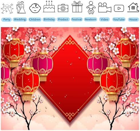 Lunar New Year Backdrop 20x10ft Vietnamese Chinese New Year Backgrounds Festivals Party Decorations Photo Booth Props - Image 3