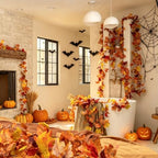 CQURE 13 Pack Artificial Fall Leaf Garland (76.7Ft Total), Autumn Garland Maple Leaves Vines for Thanksgiving Home Fireplace Arch Decor - Image 2