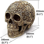 UJOY Creative Skull Flowers Sculpture 8.1'' Human Head Skeleton Statue Collectible Halloween Decoration Home Decor - Image 5