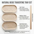 YKAJO Natural Travertine Beige Oval Marble Tray, 11.8x5.9 Vanity Organizer - Image 4