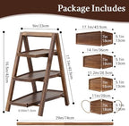 3 Tier Wood Ladder Cupcake Stand Serving Tray Wood 3 Tier Foldable Serving Tray Set of 2 - Image 3