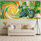 6x13 FT St. Patrick's Day Garage Door Banner - Leprechaun Biker & Green Swirl Backdrop, Large Indoor Outdoor Garage Door Cover,Holiday Decoration for Home,Yard,Motorcycle Theme Party - Image 6