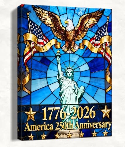 HomeifHue 250th American Anniversary Canvas Wall Art 4th of July USA Decorations American Flag Painting Picture Eagle Pictures Wall Decor Independence Day Home Decor(F2 16x20in) by HomeifHue