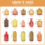 15 Pcs Amber Glass Bud Vases Bulk, Vintage Small Flower Vase Set - Image 2