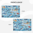 Blue Fish Placemats Set of 6 Fishing Table Mats Ocean Place Mats Decor Imitation Linen Heat Resistant Tablecloth for Dining Decorations Kitchen Party Restaurants 12''x18'' - Image 5