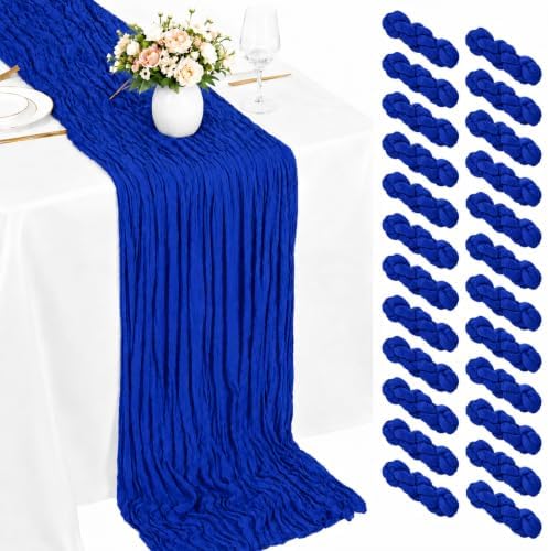 24 Pack Royal Blue Cheesecloth Table Runner 17 x 108 Inch Boho Table Runner by Miraluna