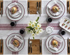 Solino Home 100% Linen Table Runner, 14 x 60 in, Burgundy and White Striped - Image 4