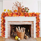 6 Pack 5.8Ft/Piece Fall Leaves Maple Leaf Garland for Mantle Artificial Autumn Hanging Foliage for Home Fall Decor Wedding Fireplace Party - Image 4