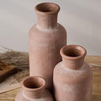 LUKA Ceramic Rustic Farmhouse Vase Set of 3,Terracotta Vases for Home Decor - Image 6