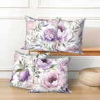 Purple Floral Throw Pillow Covers 24''x24'' Set of 4, Spring Blooming Flowers Cushion Covers Watercolor Printed Couch Pillowcases for Sofa Chair Home Bedroom Farmhouse Livingroom Patio Car - Image 5