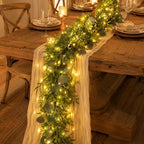 Garland with Lights, Garland for Mantle, Lighted Eucalyptus Garland by Unknown