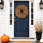 26" Artificial Fall Azalea Leaves Wreath for Front Door Decor(Orange-Green) - Image 3