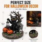 Solar Halloween Black Cat Figurine Light, Lighted Resin Cat Statue with Lantern and Pumpkin, Outdoor Garden Decor for Porch, Yard and Patio, Seasonal Landscape Decoration - Image 4