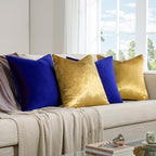 GIGIZAZA Pack of 4 Decorative Velvet Pillow Covers 20x20 Blue Gold - Image 6