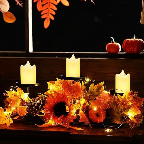 meekoo Fall Candle Holder Centerpiece for Table Thanksgiving Dining Decor by meekoo